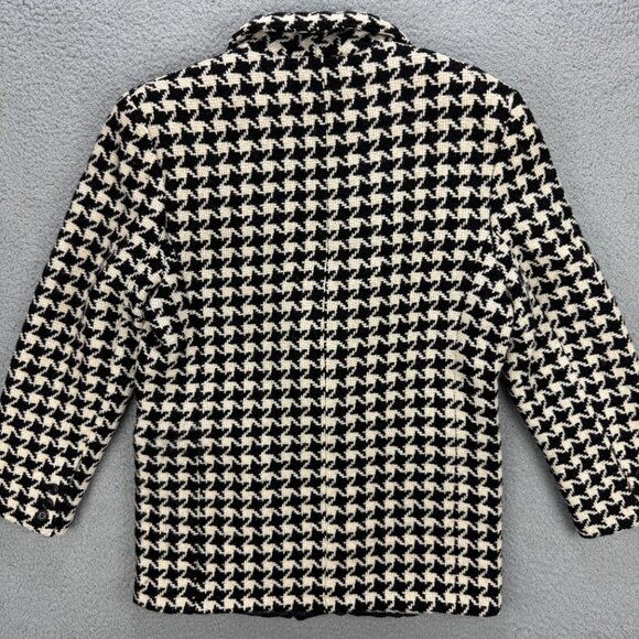 Bill Blass Blazer Women 12 Petite Black White Houndstooth Wool Sport Coat Jacket - Picture 3 of 9